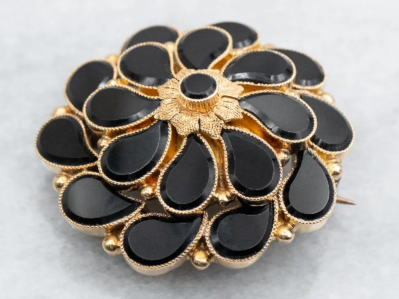 Art Deco Brooch-Funky Black Glass Brooch or Pendant