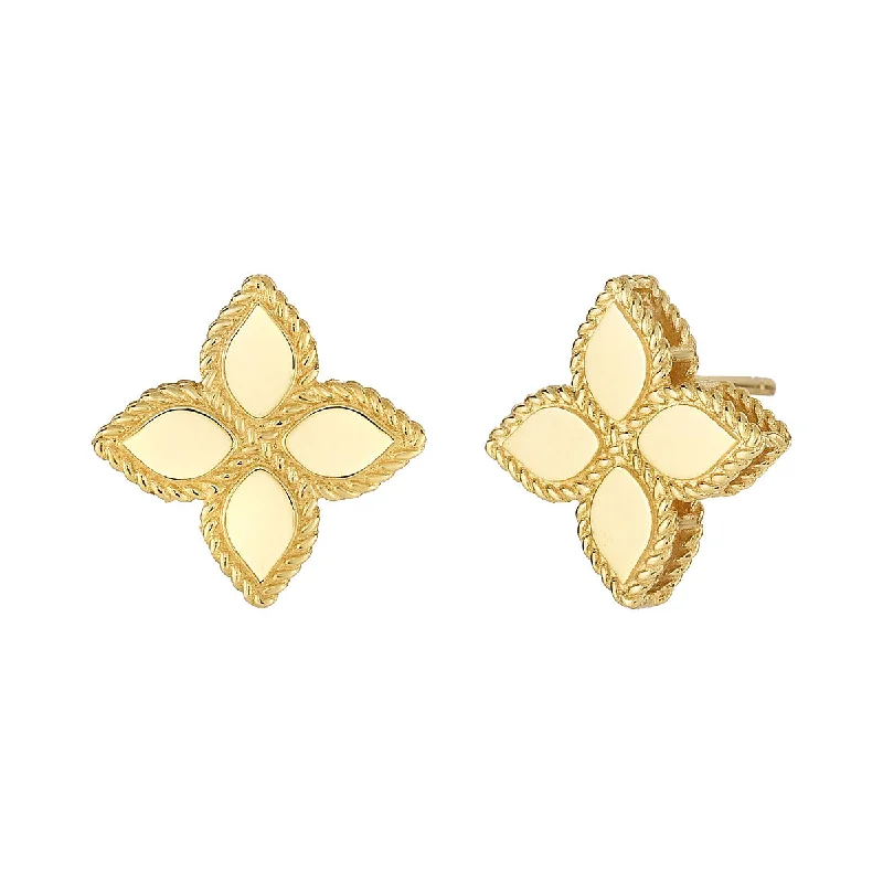 Beautiful Diamond Earrings-Princess Flower Earrings in 18K Yellow Gold, Medium