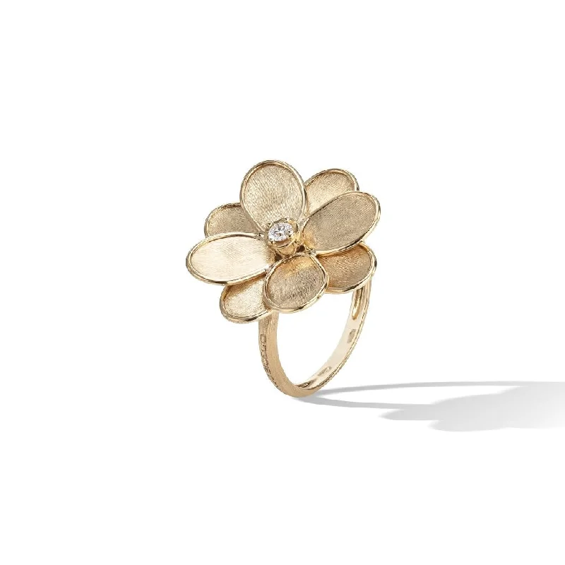 Round Cut Rings-Marco Bicego 18k Gold Petali Small Flower Ring with a Diamond AB605 B Y