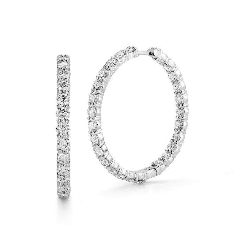 Triangular Earrings-Large Inside Outside Diamond Hoop Earrings