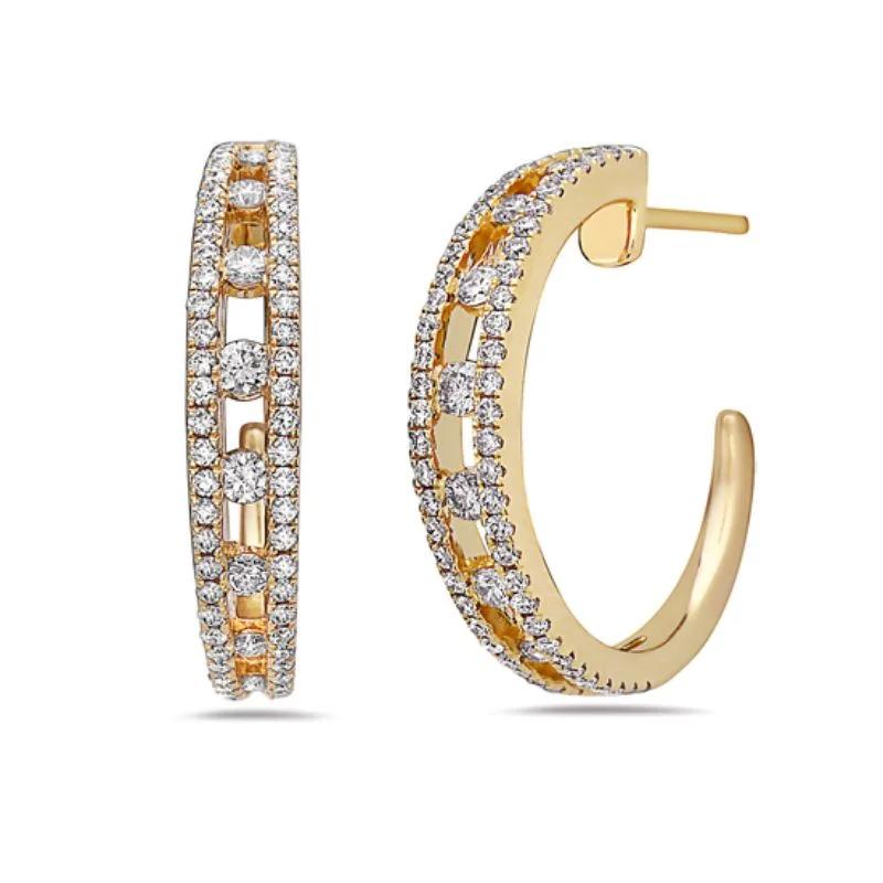 Jade Earrings-Precious Pastel Diamond Hoop Earrings in 18K Yellow Gold