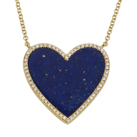 Layered Necklaces-14K Yellow Gold Lapis Heart Necklace