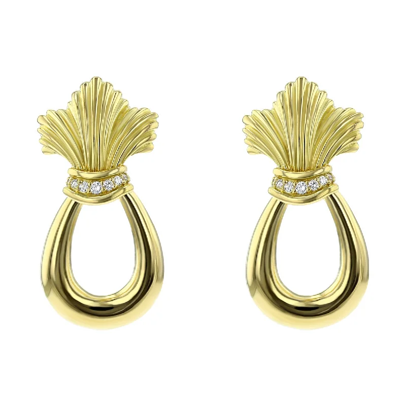 Gold-Plated Earrings-Suna 18K Yellow Gold Diamond Doorknocker Earrings