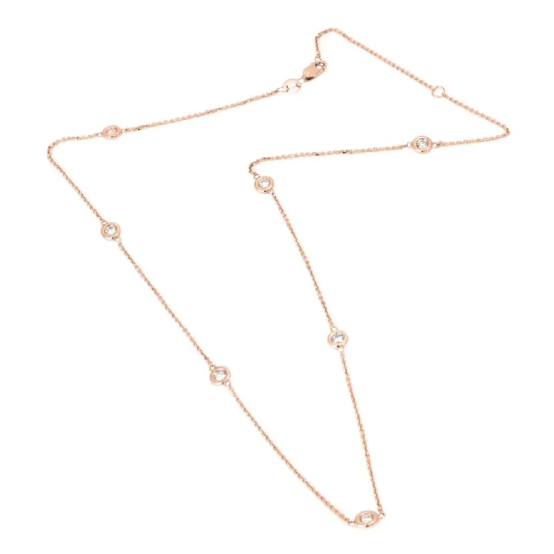 Short Necklaces-14K Rose Gold Diamond By The Yard Necklace