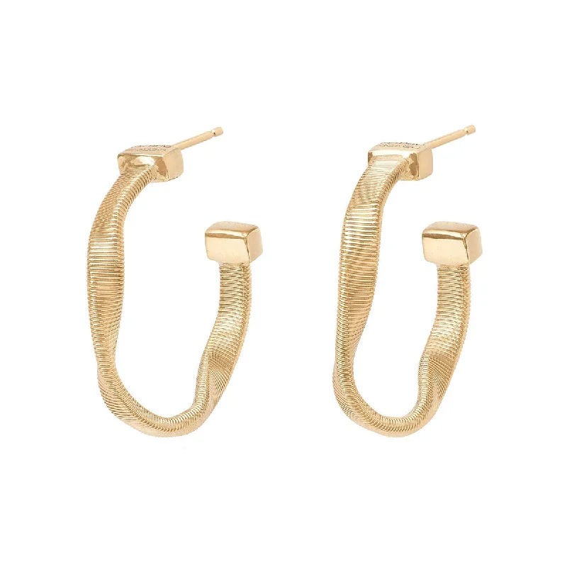 Wedding Stud Earrings-18K Yellow Gold Twisted Hoop Earrings