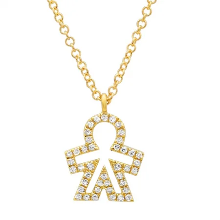 Fashionable Necklaces-14k Yellow Gold Diamond Boy Necklace