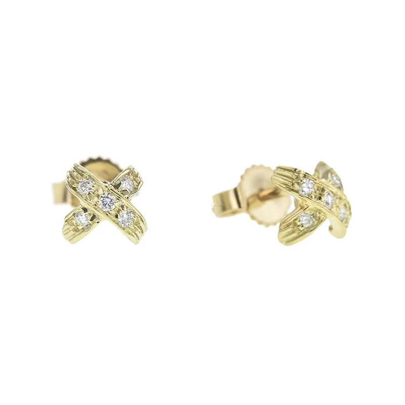 Statement Stud Earrings-Tiny Treasures Diamond Earrings in 18K Yellow Gold