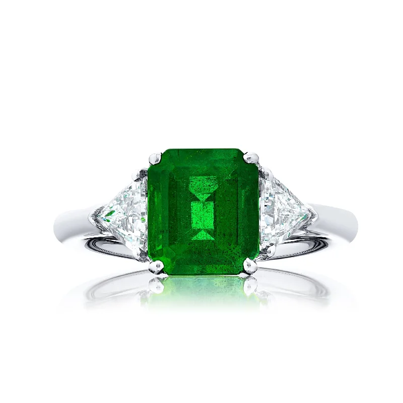 Small Rings-JB Star Emerald & Triangle Diamond Ring Platinum