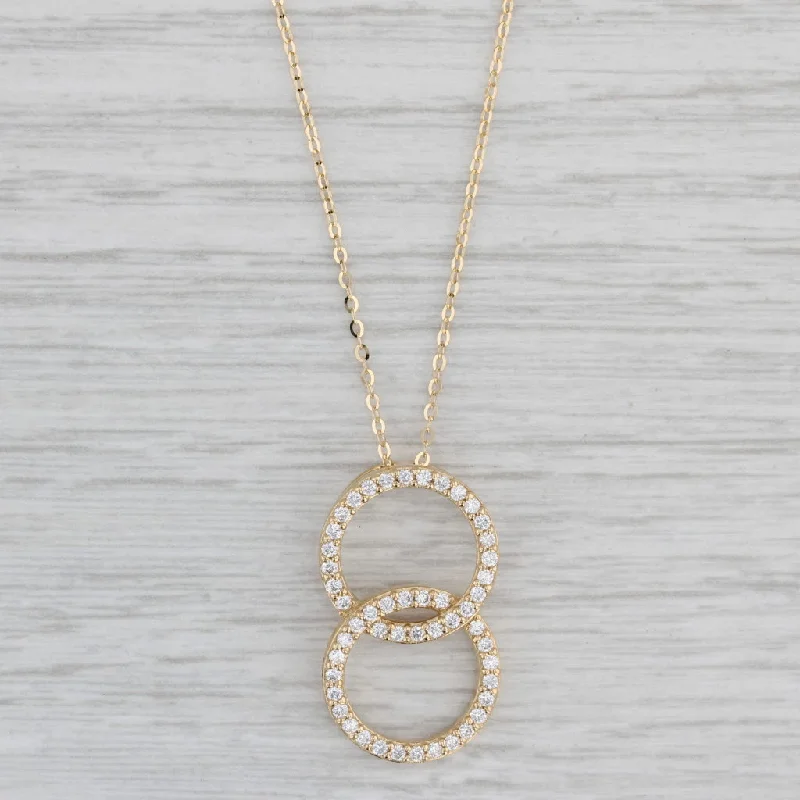 Fashion Necklaces-New 0.44ctw Diamond Eternity Circles Pendant Necklace 14k Gold 18" Cable Chain