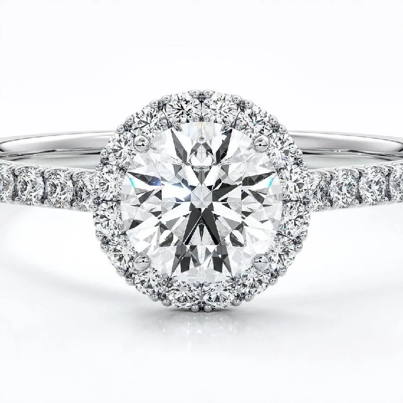 Engagement Ring with Halo-Timeless Radiance: Customizable Halo Diamond Ring in Platinum Setting