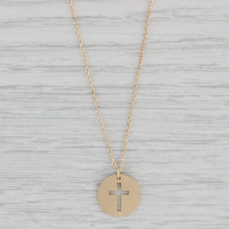 Simple Pendant Necklaces-New Cross Medallion Pendant Necklace 14k Gold 16-18" Adjustable Cable Chain