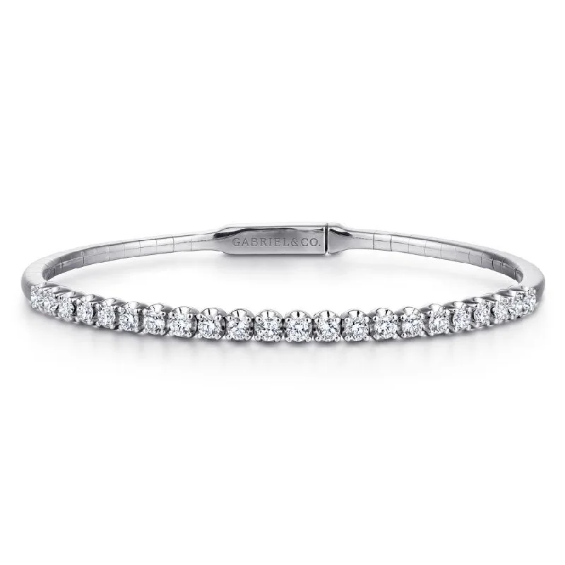 Fashionable Bangles-Gabriel & Co. - BG3975-65W45JJ - 14K White Gold Diamond Bangle