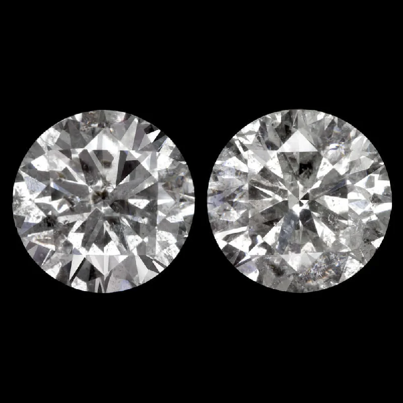 White Earrings-3.05ct VERY GOOD CUT NATURAL DIAMOND STUD EARRINGS ROUND BRILLIANT PAIR 3 CARAT