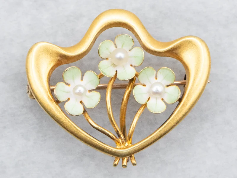 Modern Floral Brooch-Floral Seed Pearl Brooch