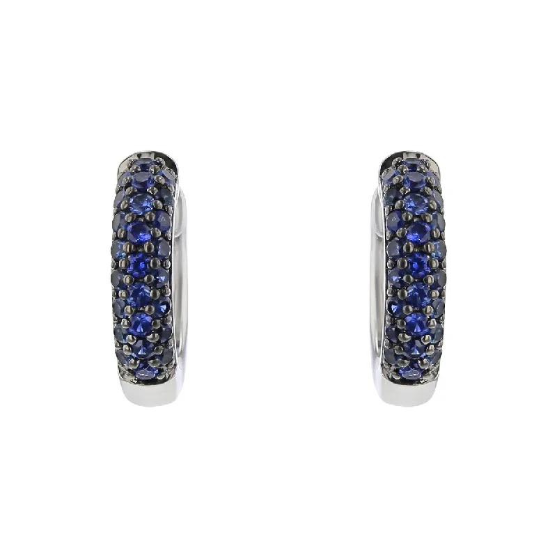 Classic Gold Earrings-Petite Hoop Earrings with Sapphires