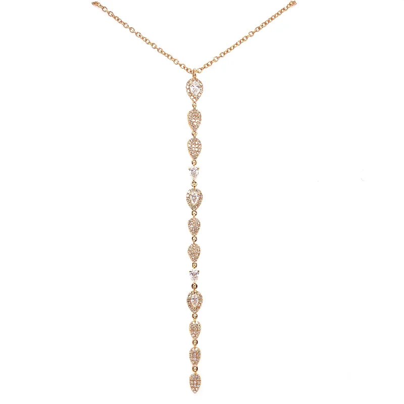 Silver-Plated Necklaces-14K Yellow Gold Diamond Long Drop Necklace