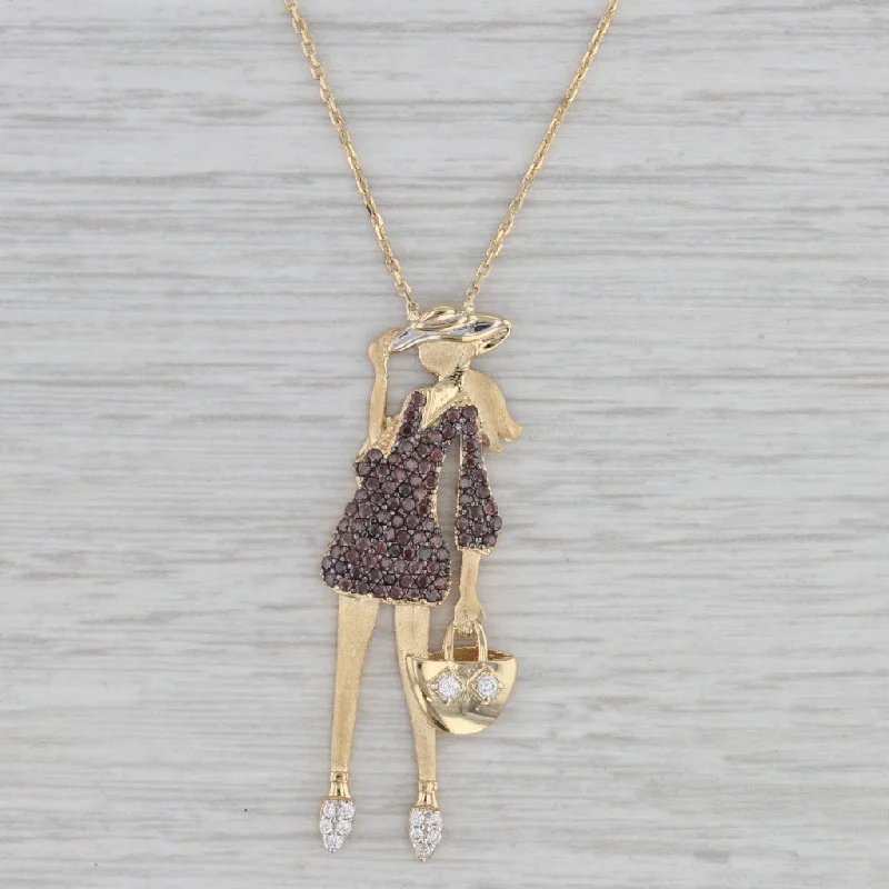 Personalized Gemstone Necklaces-0.26ctw Cubic Zirconia Figural Fashion Lady Pendant Necklace 18k Gold