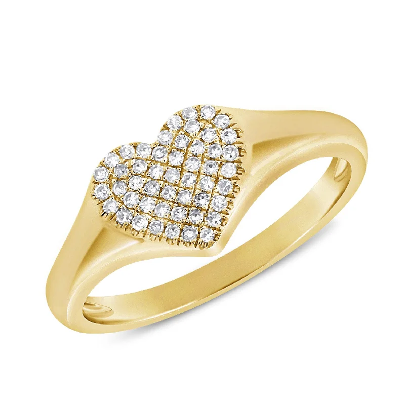 Customizable Rings-Elegant Diamond Heart Pinky Ring