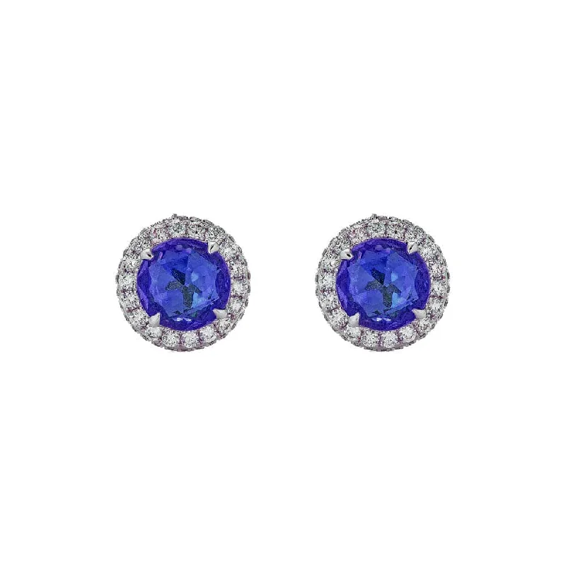 Luxury Stud Earrings-Tanzanite and Diamond Earrings