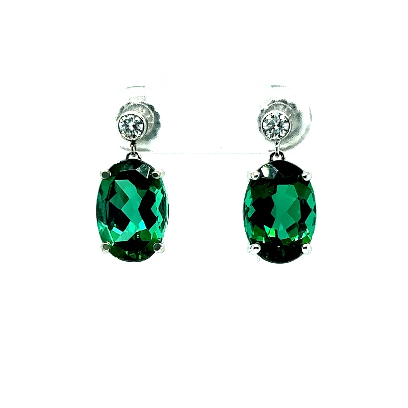 Ruby Earrings-7.48 CTW Tourmaline and Diamond Earrings