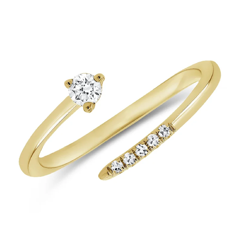 Colorful Rings-Elegant Asymmetrical Diamond Wrap Ring in 14K Gold