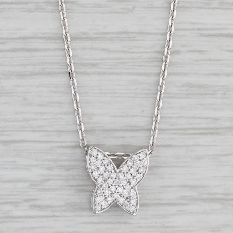 Leaf Pendant Necklaces-New 0.20ctw Diamond Butterfly Pendant Necklace 14k Gold Cable Chain 17"-18"