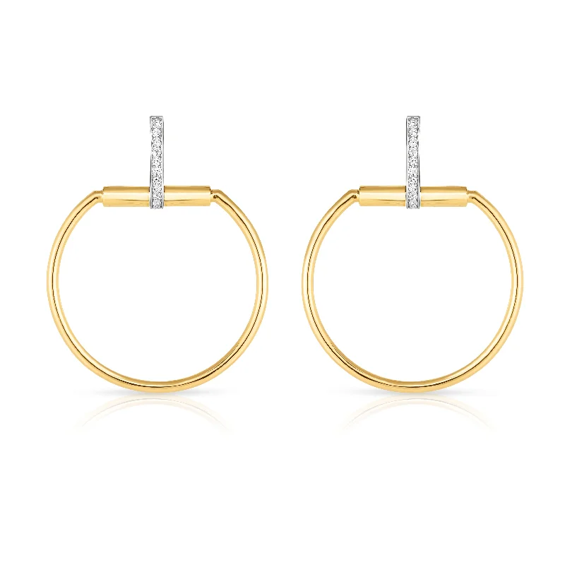 Leaf Earrings-Classica Parisenne 0.20ct Diamond Hoop Earrings in 18K Yellow and White Gold