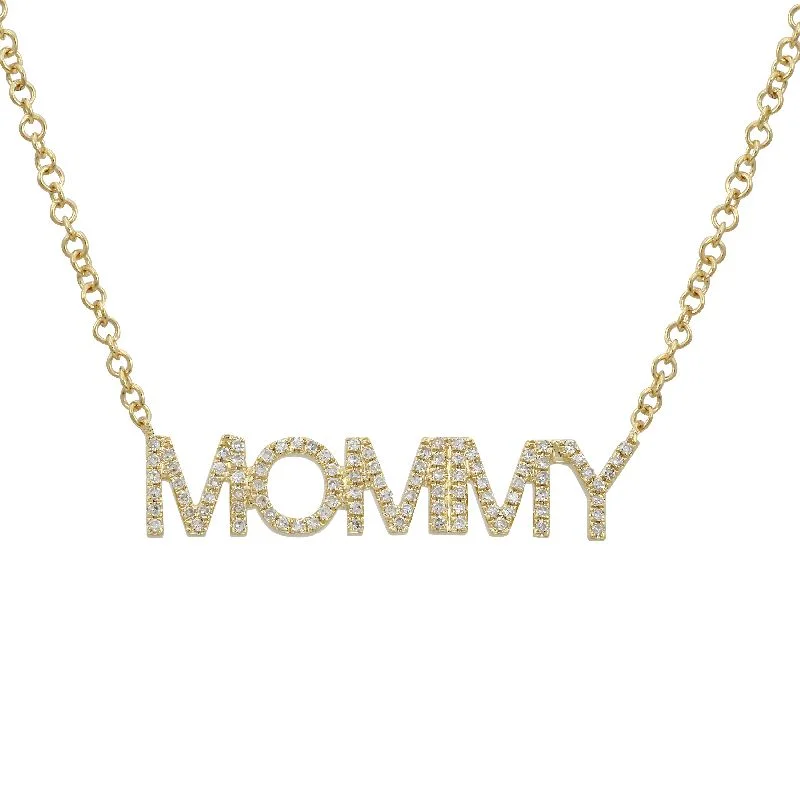 Copper Necklaces-14K Yellow Gold Diamond "MOMMY" Necklace