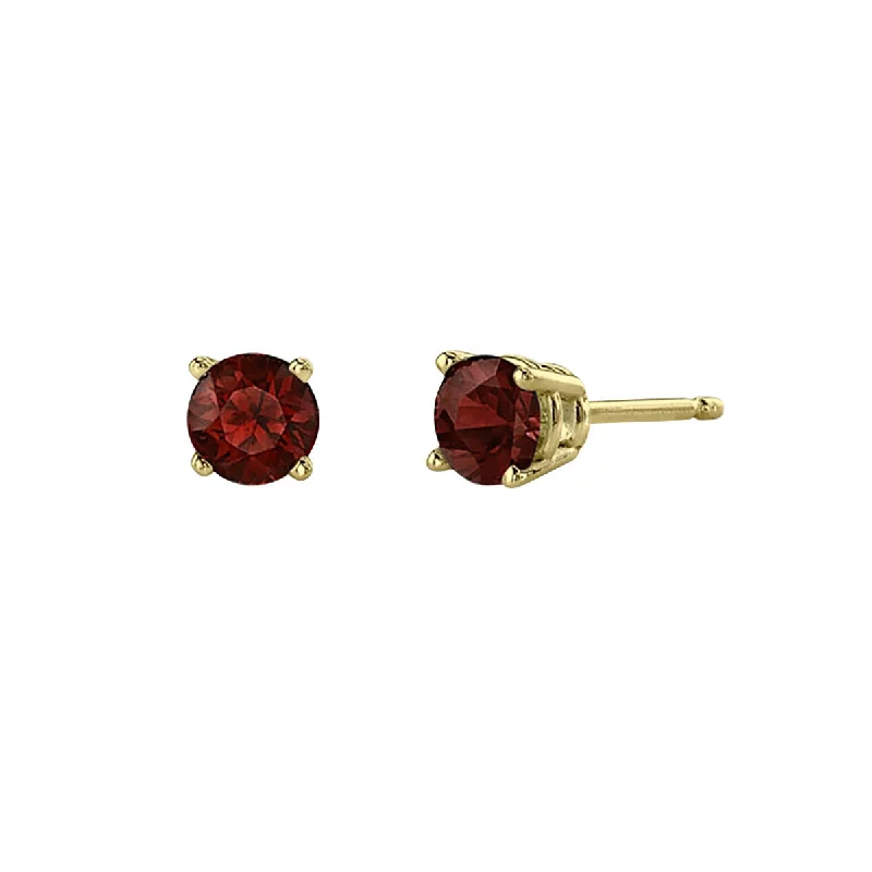 Amethyst Earrings-Garnet 14K Yellow Gold Stud Earrings