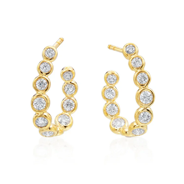 Custom Earrings-Moonlight Diamond Inside Out Hoop Earrings in 18K Yellow Gold