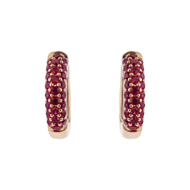 Colorful Drop Earrings-Petite Hoop Earrings with Rubies