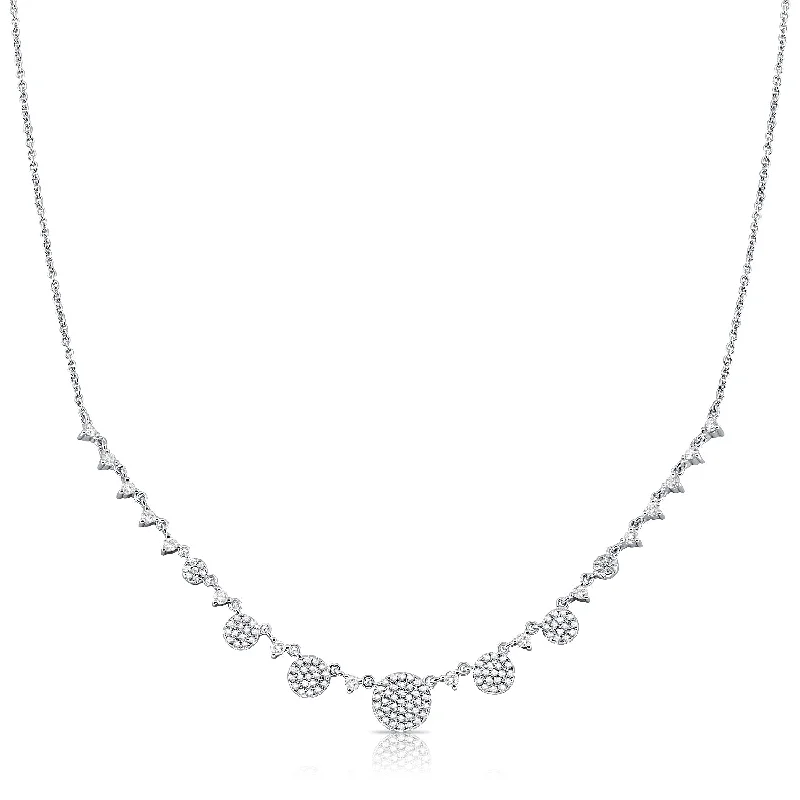 Opal Necklaces-14K White Gold Diamond Disc Graduating Necklace