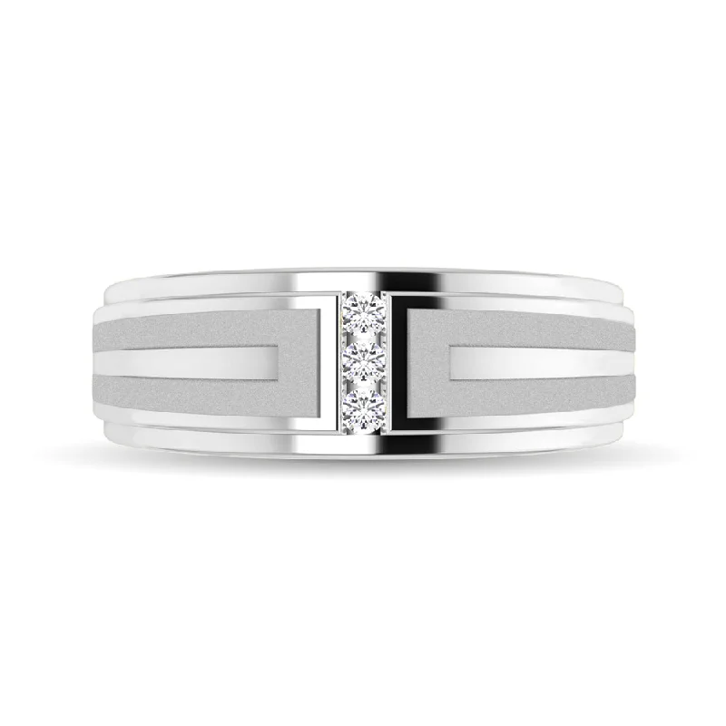 Marquise Cut Rings-10K White Gold 1/10 Ct.Tw. Diamond Men's Ring