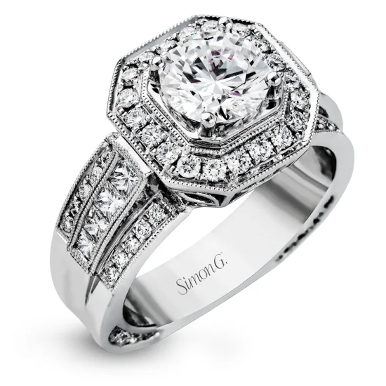 Butterfly Rings-Simon G. Passion Collection Round Center Square Halo Engagement Ring NR109