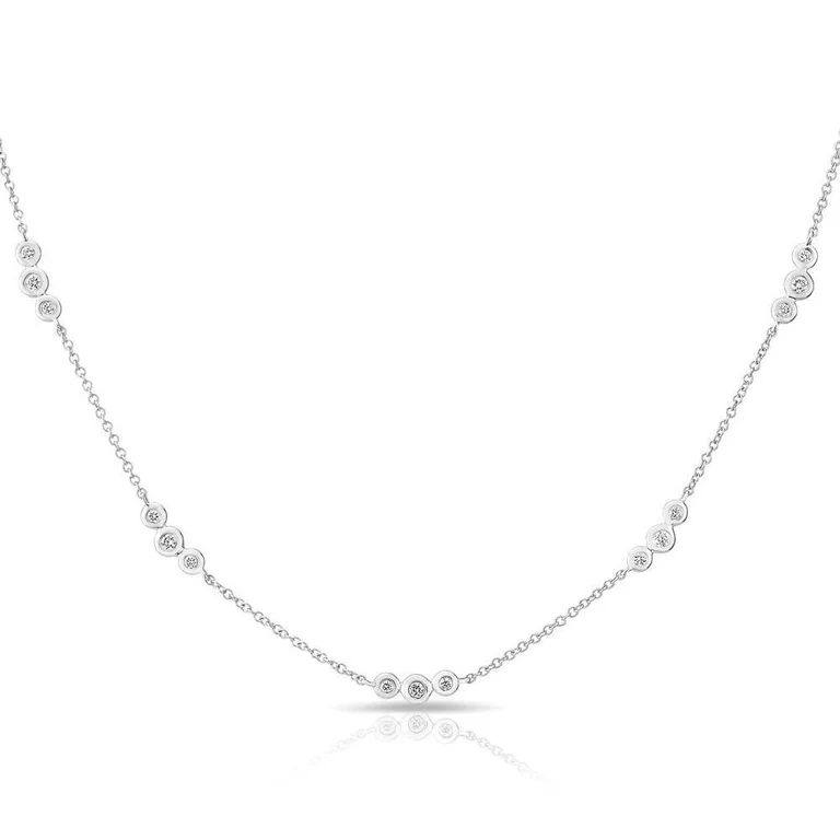 Emerald Necklaces-14K White Gold Triple Diamond By The Yard Necklace