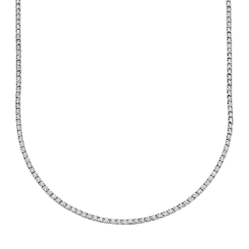 Crystal Pendant Necklaces-14K White Gold Diamond Small Tennis Necklace