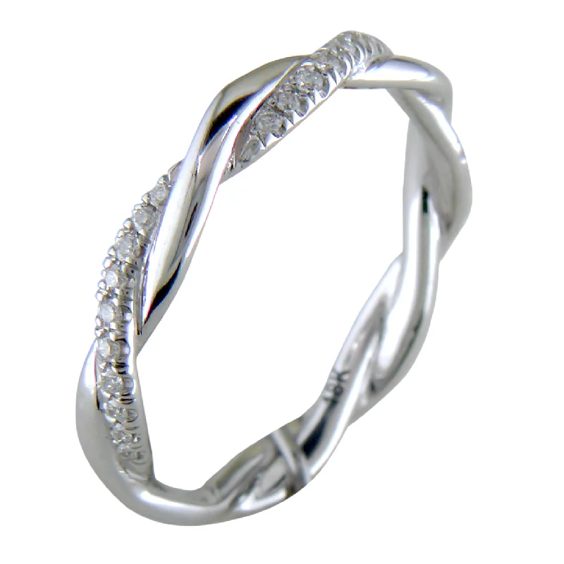 Handcrafted Engagement Rings-Custom Design Braided Diamond Eternity Band White Gold Ring