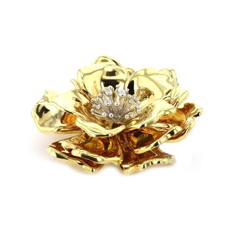 Gold Diamond Brooch-Flower Brooch