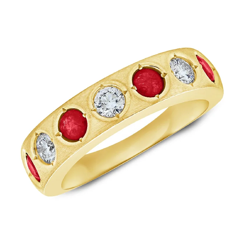 Love Rings-Sophisticated Gypsy Ring with 0.94 Carats of Rubies and Diamonds