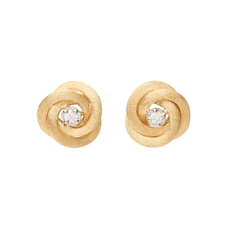 Fancy Drop Earrings-Jaipur Collection 18K Yellow Gold and Diamond Stud Earrings