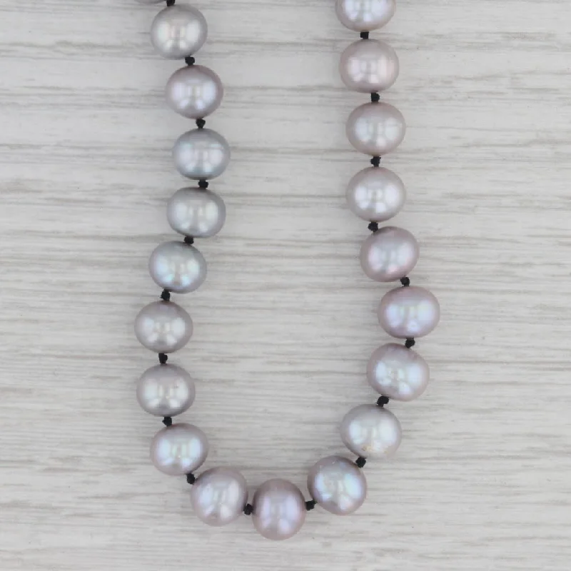 Customizable Necklaces-Graduated Gray Cultured Pearl Bead Strand Necklace 14k Yellow Gold 19"