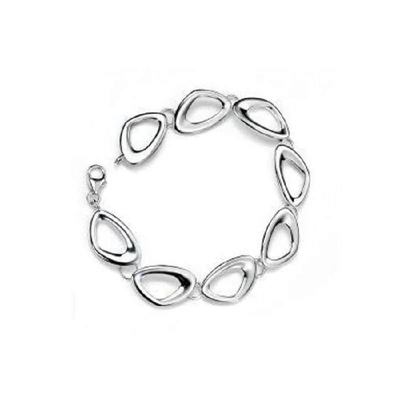 Fashion Jewelry Bracelets-Silver Cut Out Pebble Link Bracelet