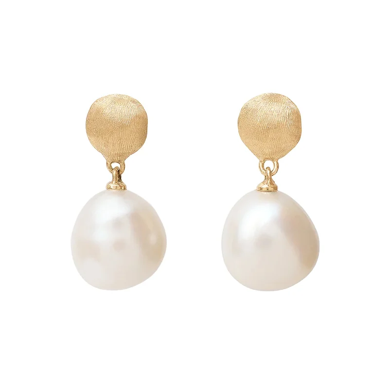 Gold Stud Earrings-Africa Small Pearl Drop Earrings