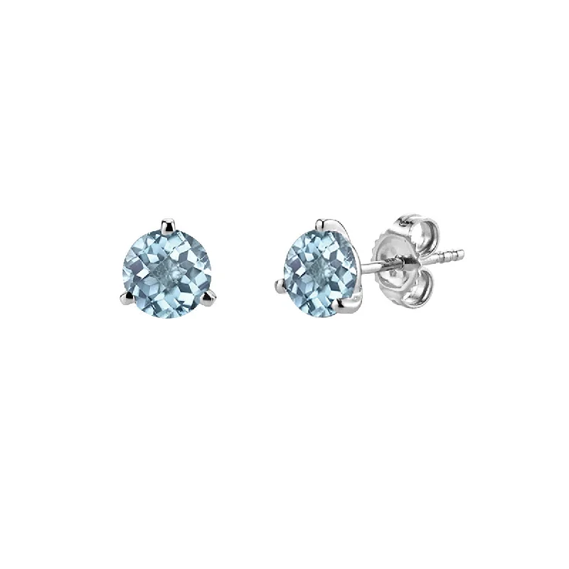 Statement Stud Earrings-Aquamarine 14K White Gold Stud Earrings