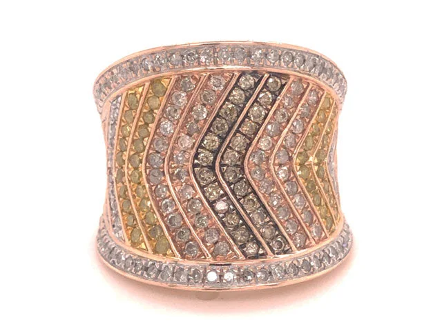 Wedding Bands for Women-Fancy Colored Diamond Saddle Ring -10k Rose Gold