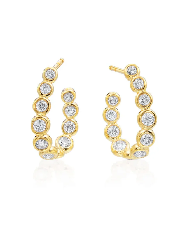 Tortoise Earrings-Moonlight Diamond Inside Out Oval Hoop Earrings in 18K Yellow Gold