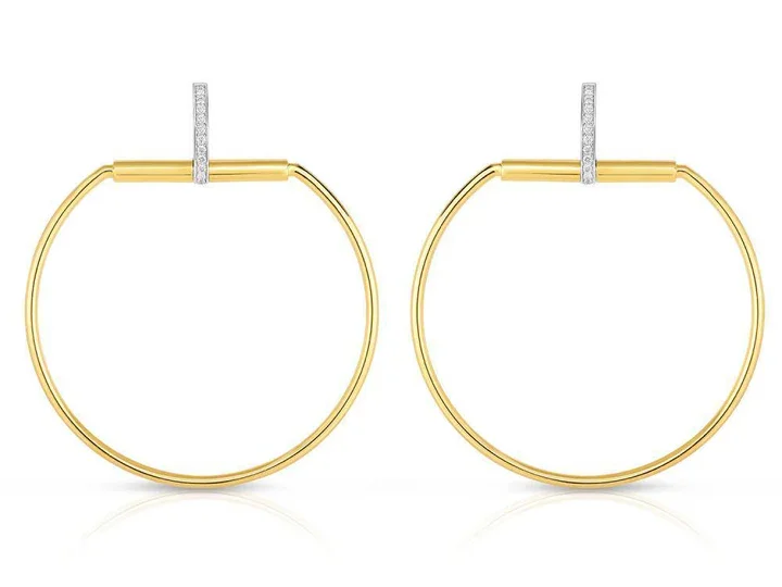 Sun Earrings-Classic Parisenne Diamond Drop Earrings in 18K Yellow and White Gold