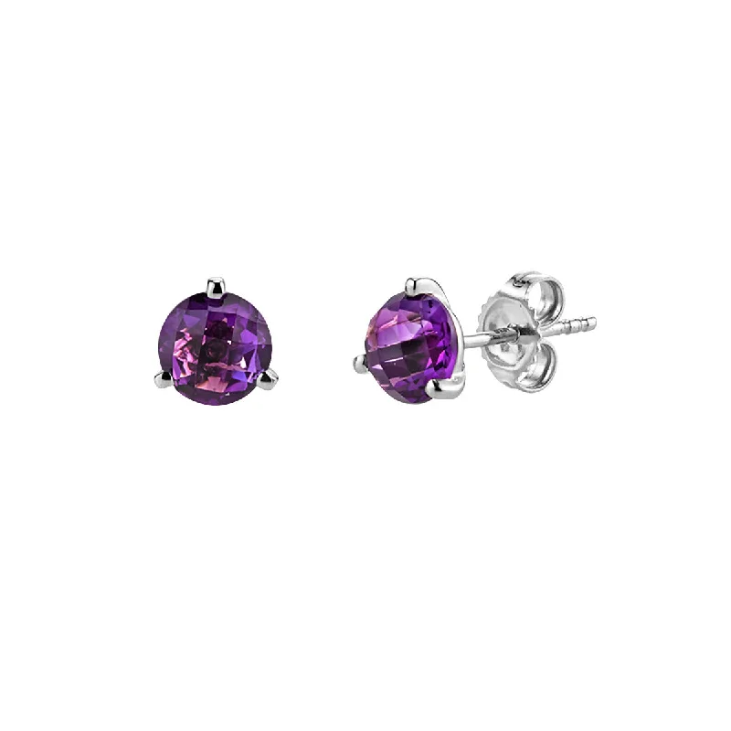 Colorful Stud Earrings-Amethyst 14K White Gold Stud Earrings