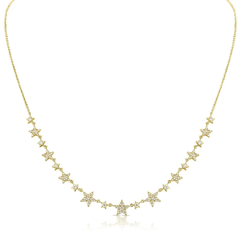 Charm Pendant Necklaces-14K Yellow Gold Diamond Star Necklace