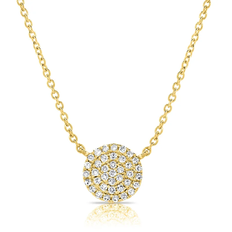 Fashion Gemstone Necklaces-14K Yellow Gold Diamond Disc Medium Necklace